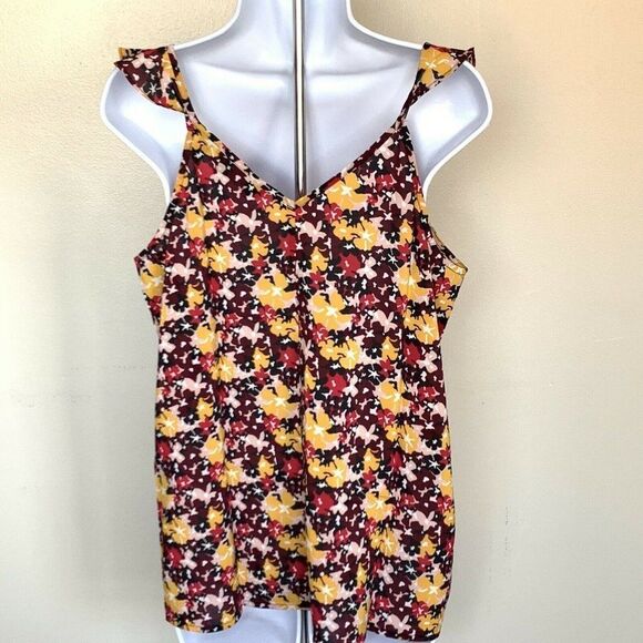 Womens Top Shirt Medium Du Jour Floral Ruffle - Picture 5 of 9